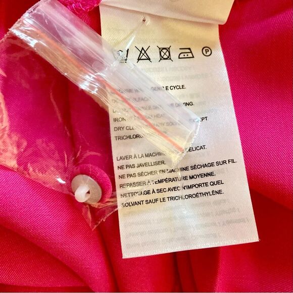 SOLD FARM Rio Pink Shoulderpads Maxi Dress Satin Like Cutout Size XL - Picture 14 of 15